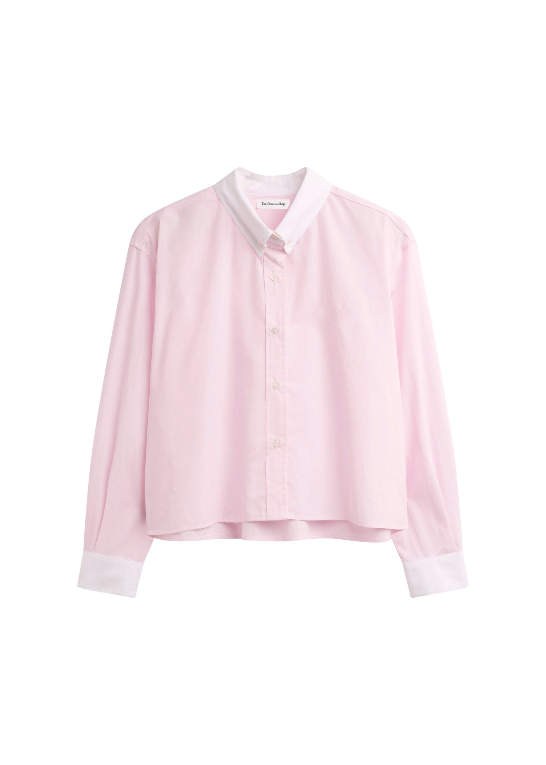 The Frankie Shop Aix Cropped Boxy Shirt - Pink - Oversized Minimalist Tops in Pink - Shop at Luxury Shoes 