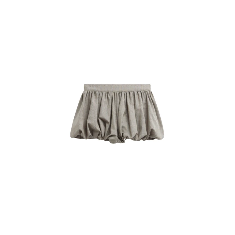 The Frankie Shop Alina Bubble Hem Shorts - Beige Glen Plaid - Oversized Minimalist Shorts in Multicolour - Shop at Luxury Shoes 