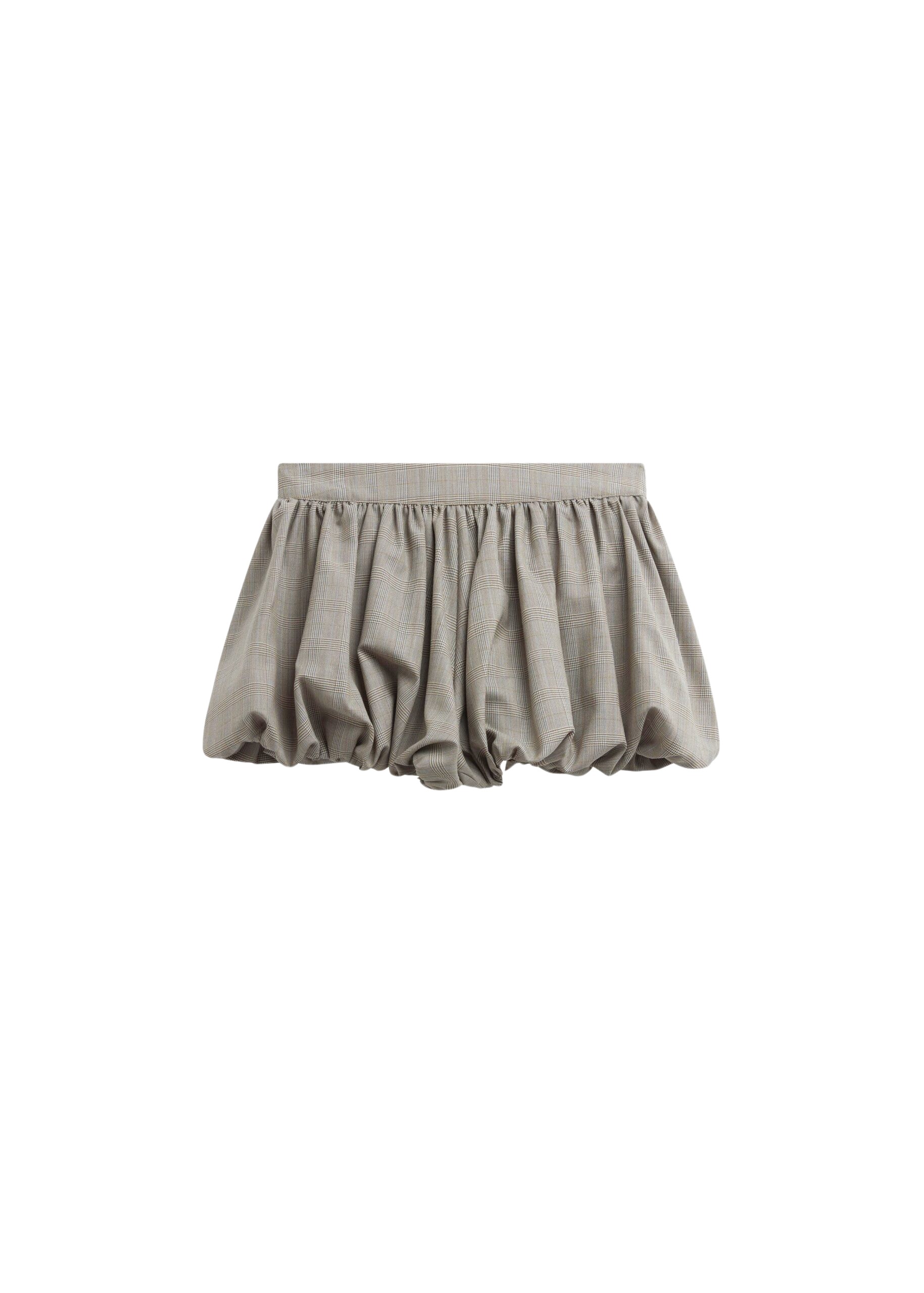 The Frankie Shop Alina Bubble Hem Shorts – Beige Glen Plaid
