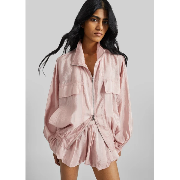 The Frankie Shop Alina Bubble Hem Shorts - Faded Pink - Oversized Minimalist Shorts in Pink - Shop at Luxury Shoes 