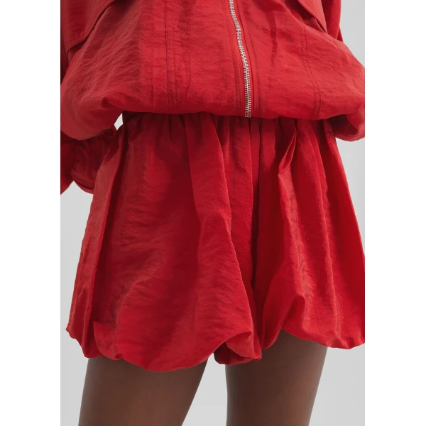 The Frankie Shop Alina Bubble Hem Shorts - Red - Oversized Minimalist Shorts in Red - Shop at Luxury Shoes 