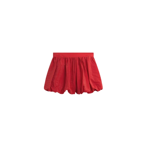 The Frankie Shop Alina Bubble Hem Shorts - Red - Oversized Minimalist Shorts in Red - Shop at Luxury Shoes 
