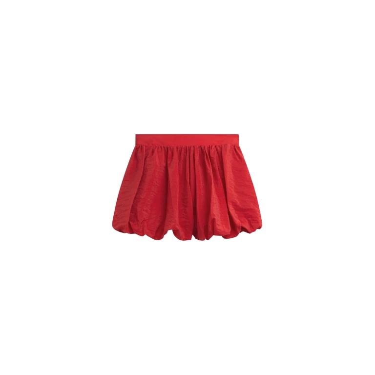 The Frankie Shop Alina Bubble Hem Shorts - Red - Oversized Minimalist Shorts in Red - Shop at Luxury Shoes 