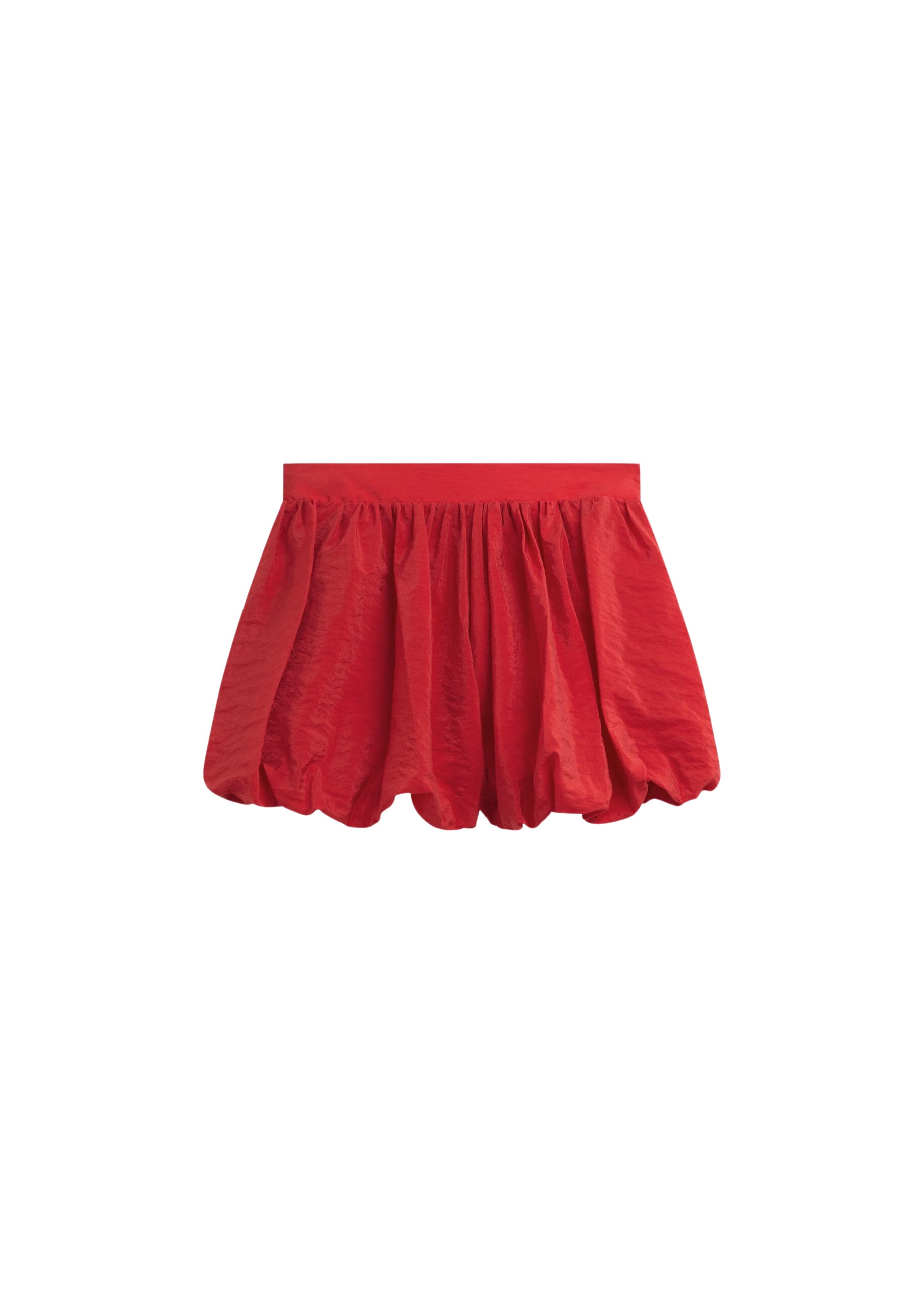 The Frankie Shop Alina Bubble Hem Shorts - Red - Oversized Minimalist Shorts in Red - Shop at Luxury Shoes 