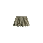 The Frankie Shop Alina Faux Leather Bubble Hem Shorts - Sage - Oversized Minimalist Shorts in Green - Shop at Luxury Shoes 