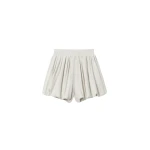 The Frankie Shop Alina Linen Bubble Hem Shorts - Light Beige - Oversized Minimalist Shorts in Beige - Shop at Luxury Shoes 