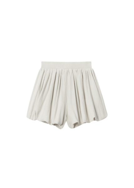 The Frankie Shop Alina Linen Bubble Hem Shorts - Light Beige - Oversized Minimalist Shorts in Beige - Shop at Luxury Shoes 