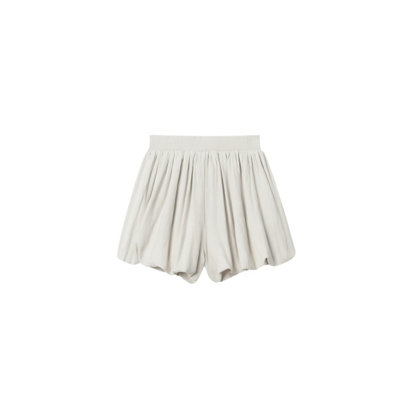 The Frankie Shop Alina Linen Bubble Hem Shorts - Light Beige - Oversized Minimalist Shorts in Beige - Shop at Luxury Shoes 