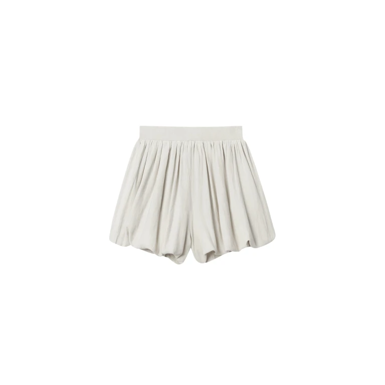 The Frankie Shop Alina Linen Bubble Hem Shorts - Light Beige - Oversized Minimalist Shorts in Beige - Shop at Luxury Shoes 