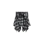 The Frankie Shop Alix Tie Skirt - Black Plaid - Oversized Minimalist Skirts in Multicolour - Shop at Luxury Shoes 