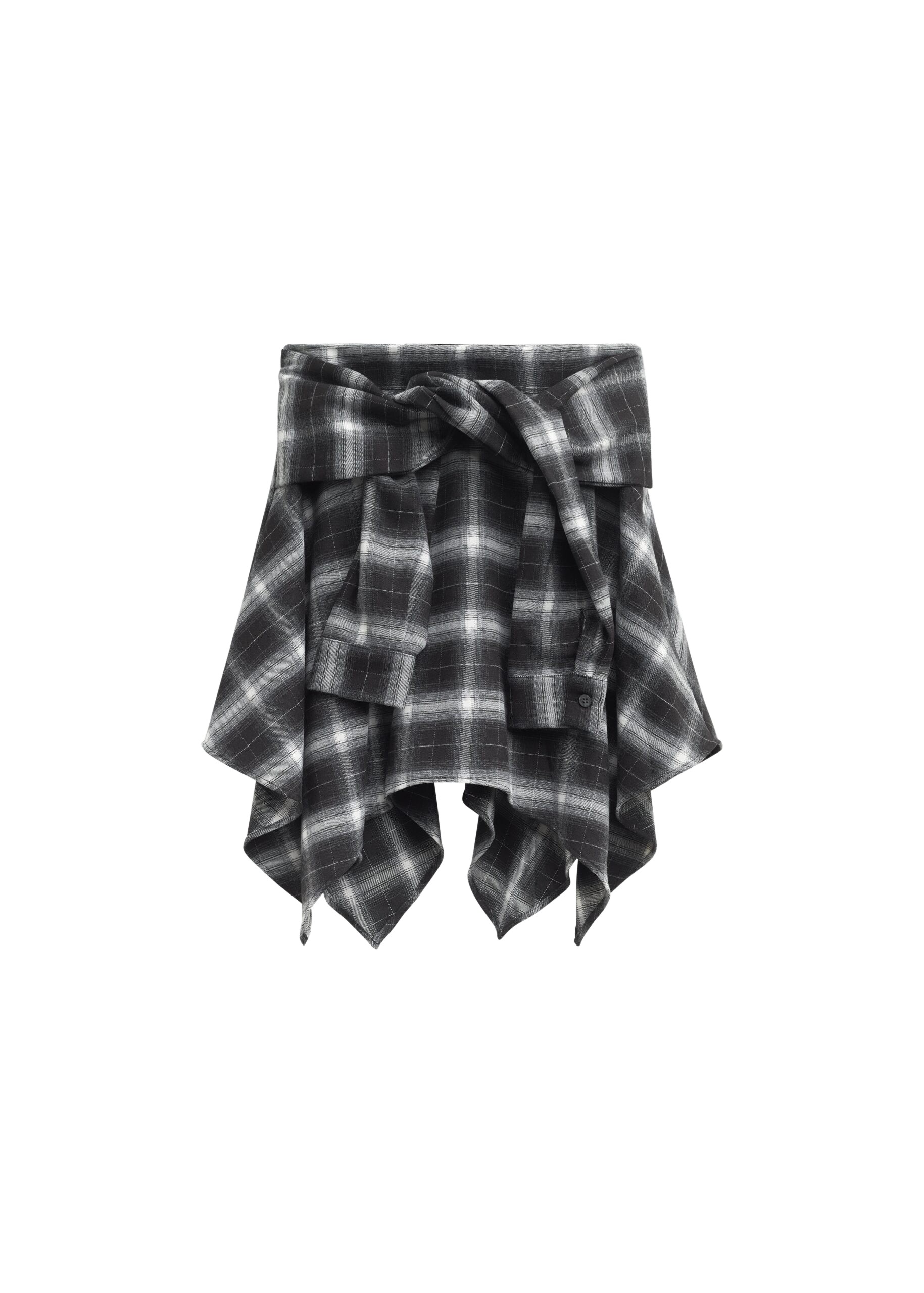The Frankie Shop Alix Tie Skirt - Black Plaid - Oversized Minimalist Skirts in Multicolour - Shop at Luxury Shoes 