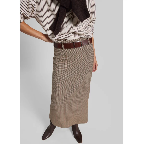 The Frankie Shop Alrose Houndstooth Midi Skirt - Beige - Oversized Minimalist Skirts in Beige - Shop at Luxury Shoes 
