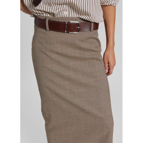 The Frankie Shop Alrose Houndstooth Midi Skirt - Beige - Oversized Minimalist Skirts in Beige - Shop at Luxury Shoes 
