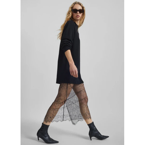 The Frankie Shop Alrose Lace Midi Skirt - Black - Oversized Minimalist Skirts in Black - Shop at Luxury Shoes 