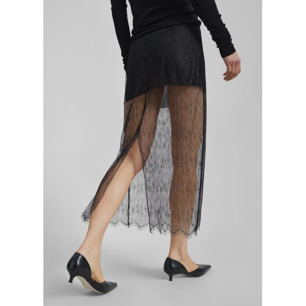 The Frankie Shop Alrose Lace Midi Skirt - Black - Oversized Minimalist Skirts in Black - Shop at Luxury Shoes 