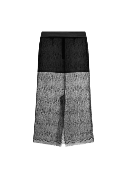 The Frankie Shop Alrose Lace Midi Skirt - Black - Oversized Minimalist Skirts in Black - Shop at Luxury Shoes 