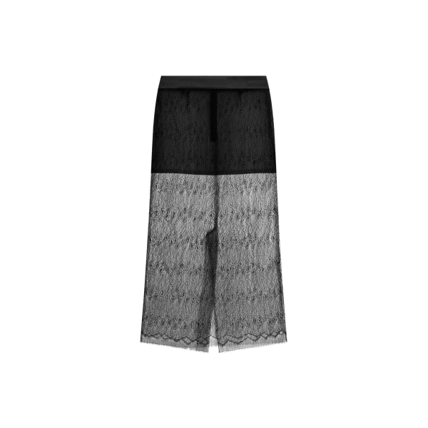 The Frankie Shop Alrose Lace Midi Skirt - Black - Oversized Minimalist Skirts in Black - Shop at Luxury Shoes 