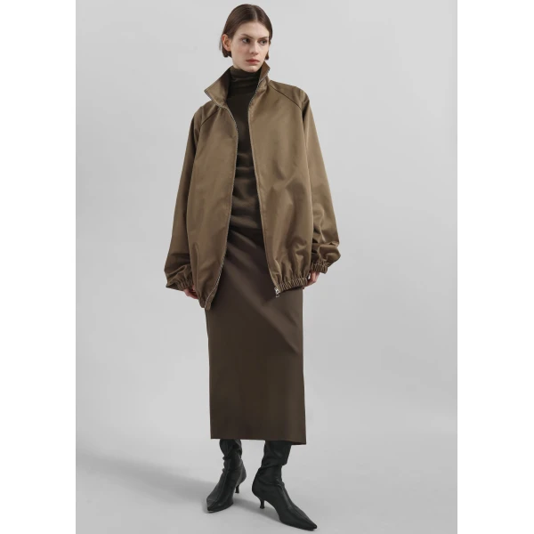 The Frankie Shop Alrose Midi Skirt - Mocha - Oversized Minimalist Skirts in Beige - Shop at Luxury Shoes 