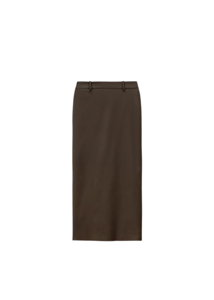 The Frankie Shop Alrose Midi Skirt - Mocha - Oversized Minimalist Skirts in Beige - Shop at Luxury Shoes 