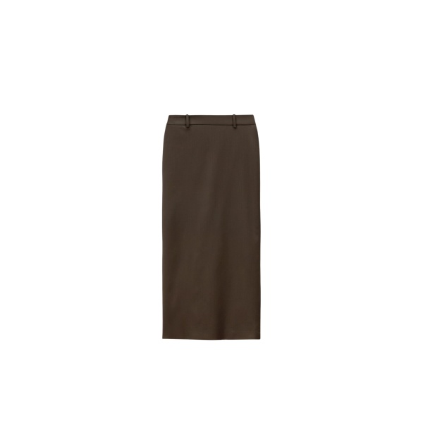 The Frankie Shop Alrose Midi Skirt - Mocha - Oversized Minimalist Skirts in Beige - Shop at Luxury Shoes 