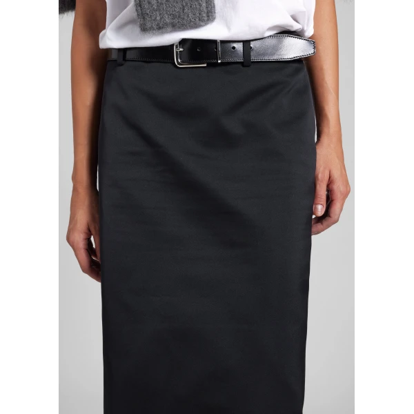 The Frankie Shop Alrose Satin Midi Skirt - Black - Oversized Minimalist Skirts in Black - Shop at Luxury Shoes 