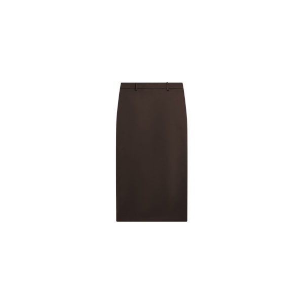 The Frankie Shop Alrose Satin Midi Skirt - Brown - Oversized Minimalist Skirts in Beige - Shop at Luxury Shoes 