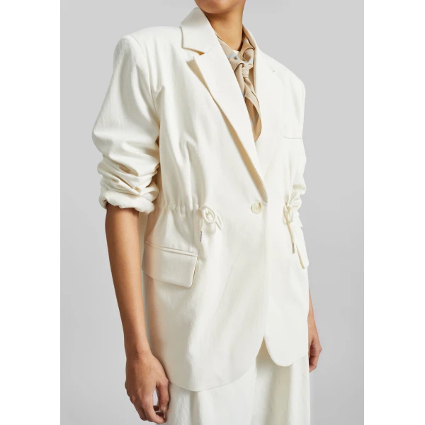 The Frankie Shop Altea Drawstring Blazer - Ivory - Oversized Minimalist Jackets in Ivory - Shop at Luxury Shoes 