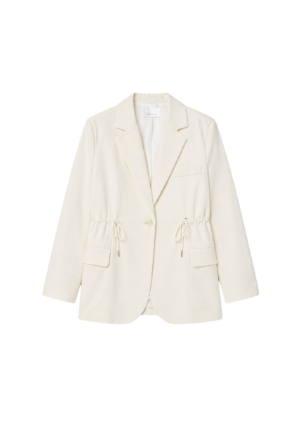 The Frankie Shop Altea Drawstring Blazer - Ivory - Oversized Minimalist Jackets in Ivory - Shop at Luxury Shoes 