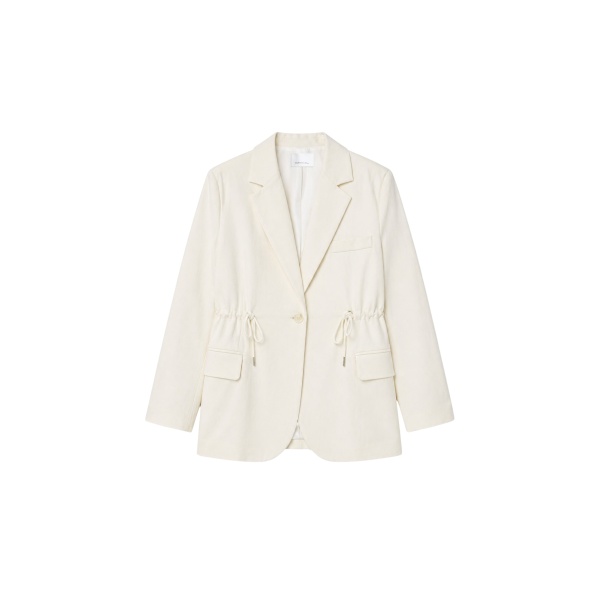 The Frankie Shop Altea Drawstring Blazer - Ivory - Oversized Minimalist Jackets in Ivory - Shop at Luxury Shoes 