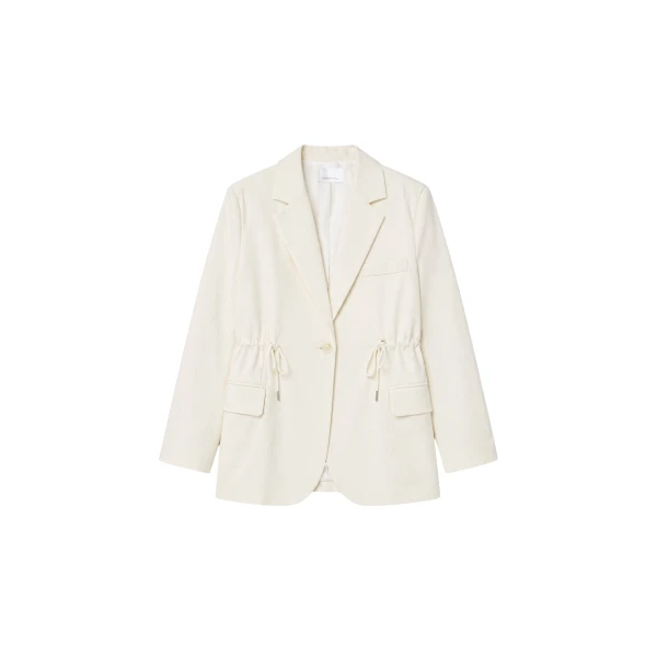 The Frankie Shop Altea Drawstring Blazer - Ivory - Oversized Minimalist Jackets in Ivory - Shop at Luxury Shoes 