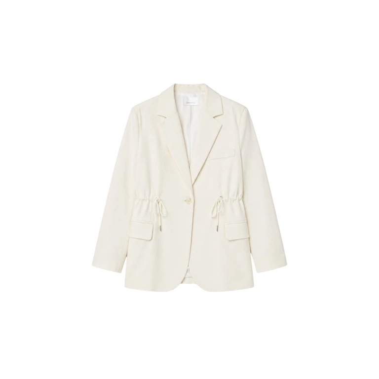The Frankie Shop Altea Drawstring Blazer - Ivory - Oversized Minimalist Jackets in Ivory - Shop at Luxury Shoes 