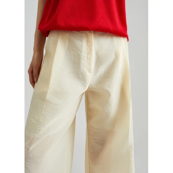 The Frankie Shop Alvito Sheer Organza Pants - Pale Yellow - Oversized Minimalist Pants in Yellow - Shop at Luxury Shoes 