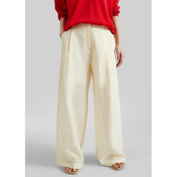 The Frankie Shop Alvito Sheer Organza Pants - Pale Yellow - Oversized Minimalist Pants in Yellow - Shop at Luxury Shoes 