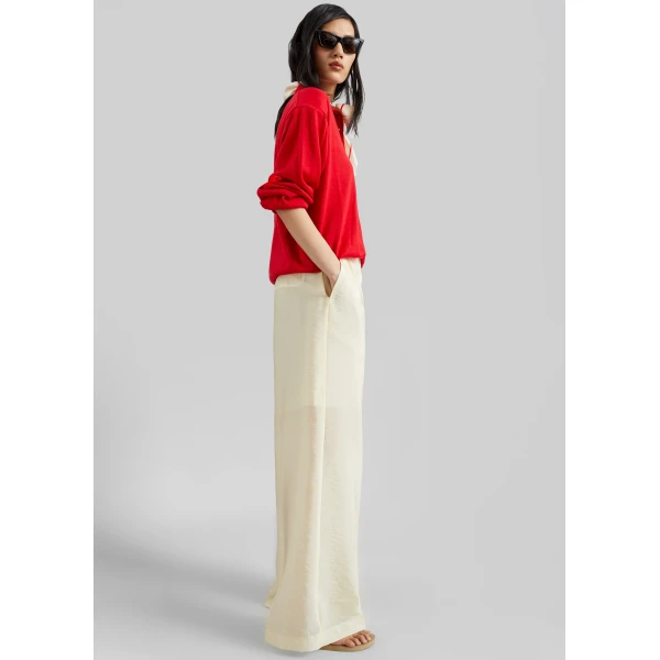 The Frankie Shop Alvito Sheer Organza Pants - Pale Yellow - Oversized Minimalist Pants in Yellow - Shop at Luxury Shoes 