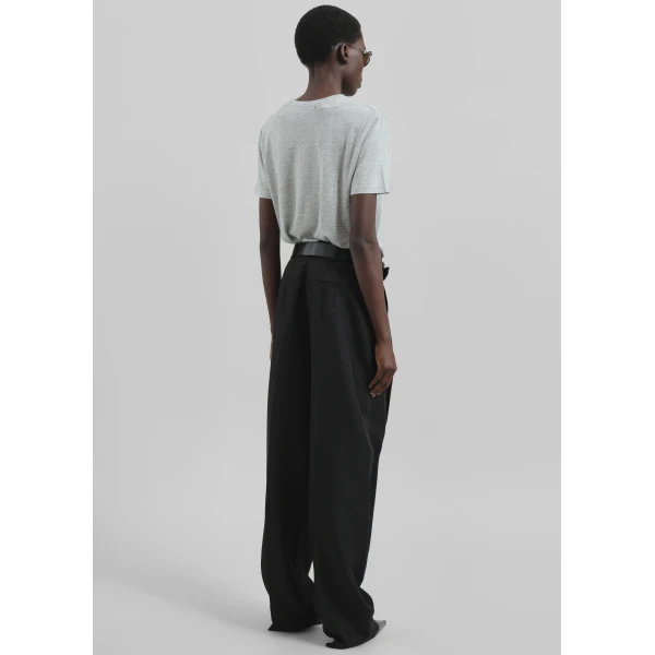 The Frankie Shop Amal Fluid Tee - Grey Melange - Oversized Minimalist Tops in Grey - Shop at Luxury Shoes 