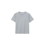 The Frankie Shop Amal Fluid Tee - Grey Melange - Oversized Minimalist Tops in Grey - Shop at Luxury Shoes 
