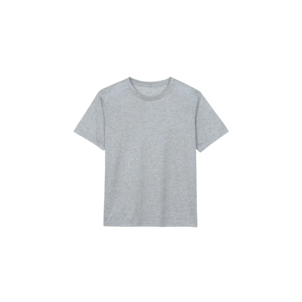 The Frankie Shop Amal Fluid Tee - Grey Melange - Oversized Minimalist Tops in Grey - Shop at Luxury Shoes 