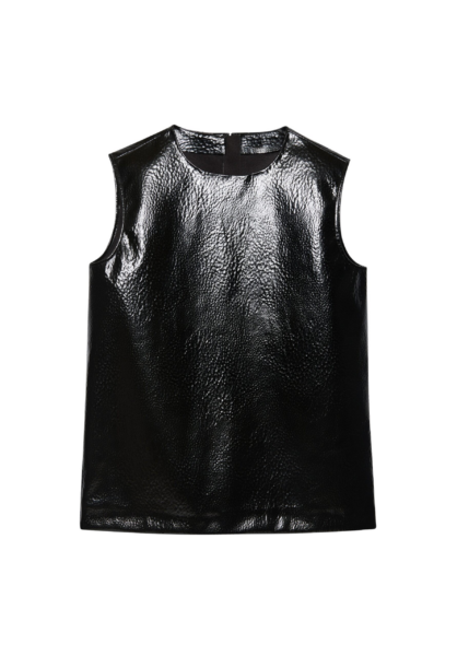 The Frankie Shop Amaris Crackled Faux Leather Tank Top - Black - Oversized Minimalist Tops in Black - Shop at Luxury Shoes 