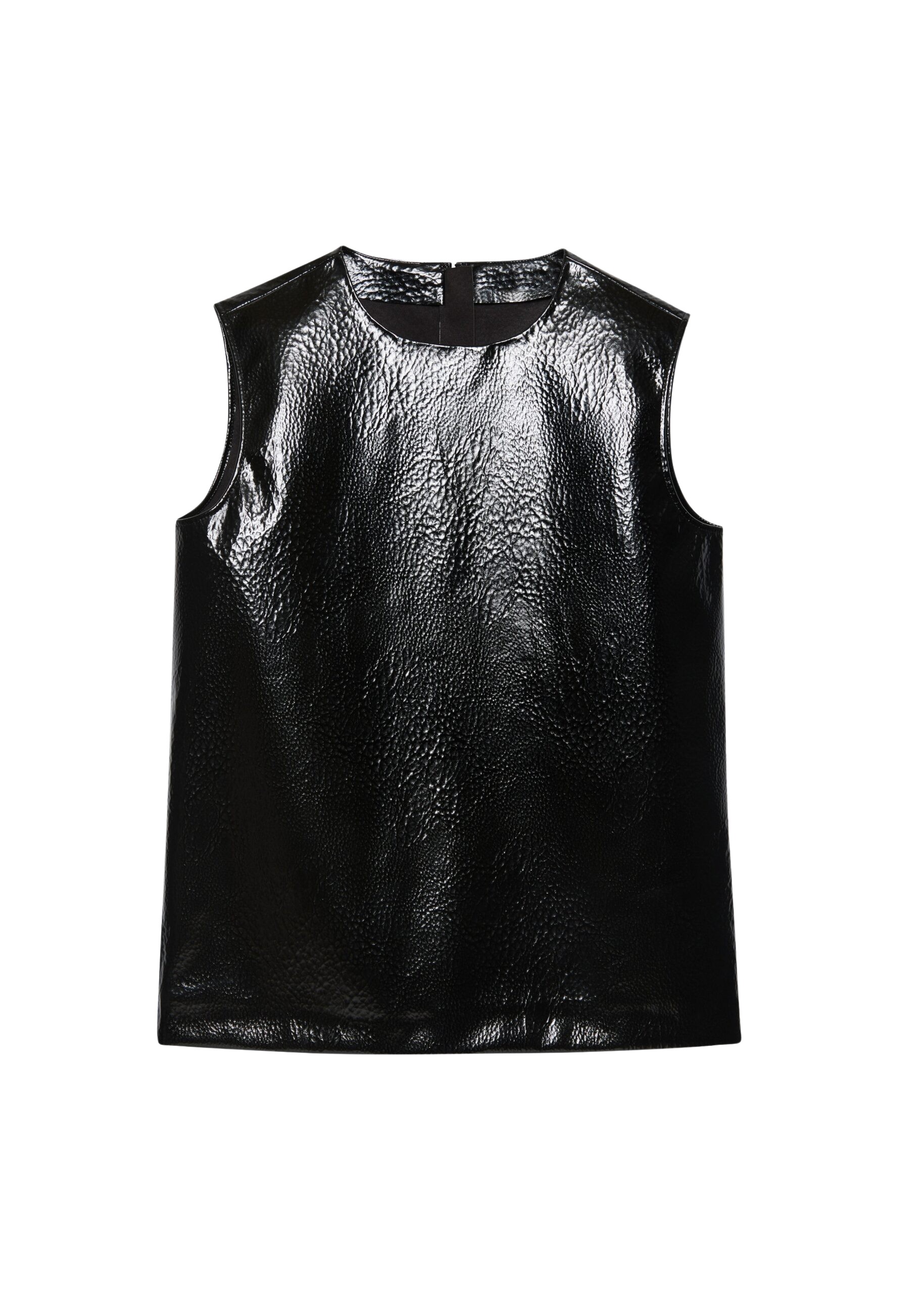 The Frankie Shop Amaris Crackled Faux Leather Tank Top - Black - Oversized Minimalist Tops in Black - Shop at Luxury Shoes 