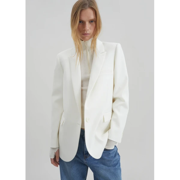 The Frankie Shop Amelia Tailored Blazer - White - Oversized Minimalist Jackets in White - Shop at Luxury Shoes 