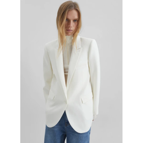 The Frankie Shop Amelia Tailored Blazer - White - Oversized Minimalist Jackets in White - Shop at Luxury Shoes 