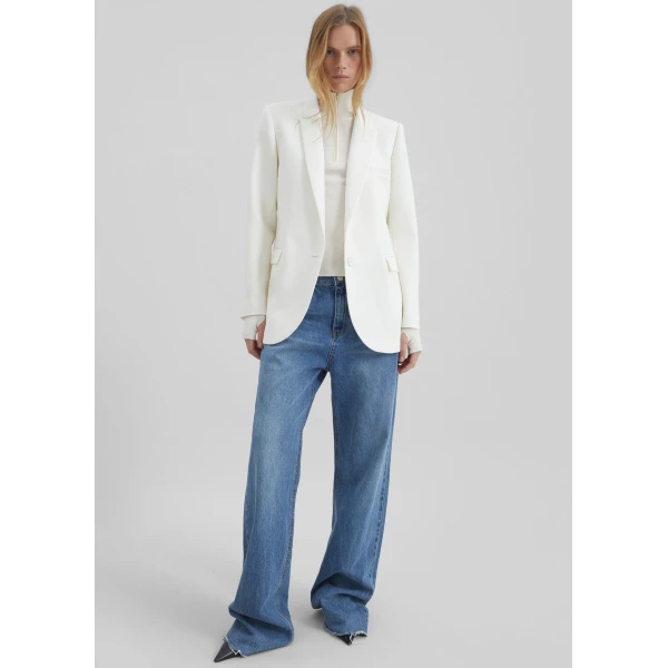 The Frankie Shop Amelia Tailored Blazer - White - Oversized Minimalist Jackets in White - Shop at Luxury Shoes 