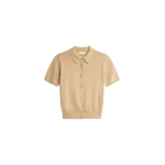 The Frankie Shop Amelot Knit Short Sleeve Cardigan - Beige - Oversized Minimalist Knitwear in Beige - Shop at Luxury Shoes 