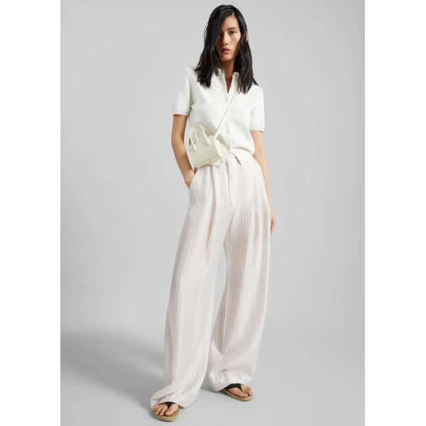 The Frankie Shop Amelot Knit Short Sleeve Cardigan - White - Oversized Minimalist Knitwear in White - Shop at Luxury Shoes 