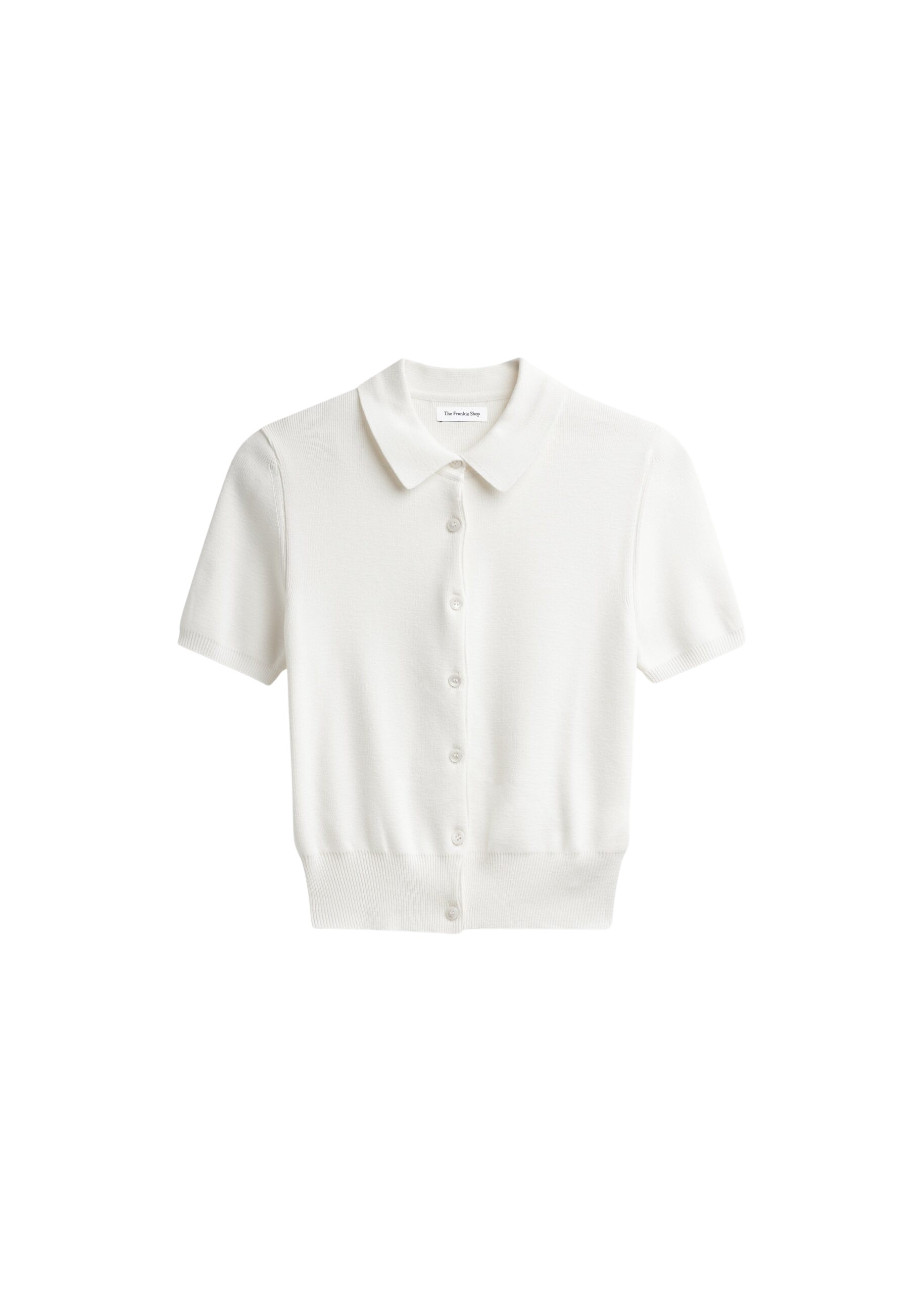 The Frankie Shop Amelot Knit Short Sleeve Cardigan – White