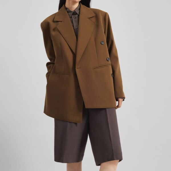 The Frankie Shop Antwerp Wrap Blazer – Brown, view 2