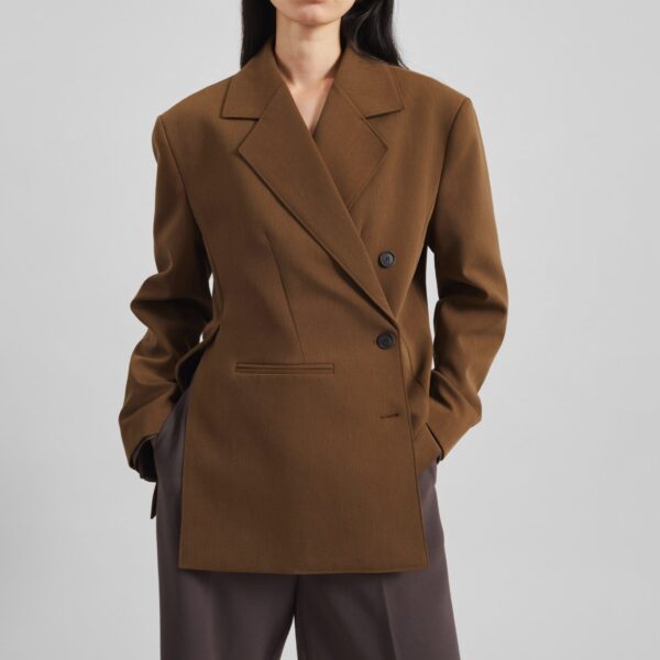 The Frankie Shop Antwerp Wrap Blazer – Brown, view 3