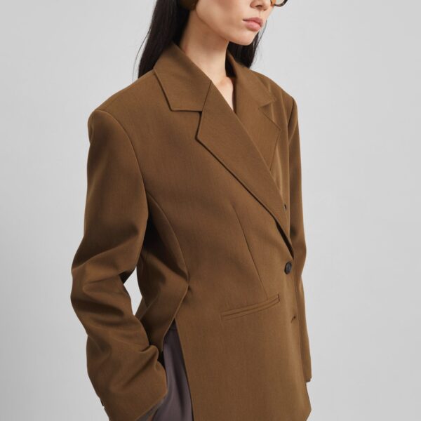The Frankie Shop Antwerp Wrap Blazer – Brown, view 5