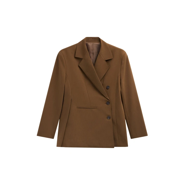The Frankie Shop Antwerp Wrap Blazer - Brown - Oversized Minimalist Jackets in Beige - Shop at Luxury Shoes 