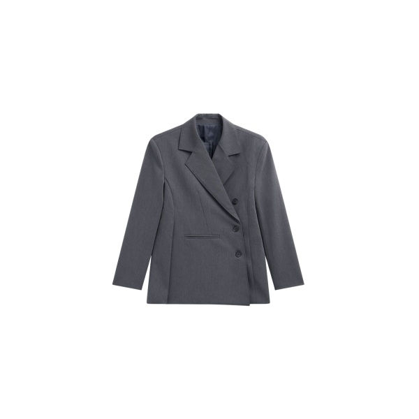 The Frankie Shop Antwerp Wrap Blazer - Grey - Oversized Minimalist Jackets in Grey - Shop at Luxury Shoes 